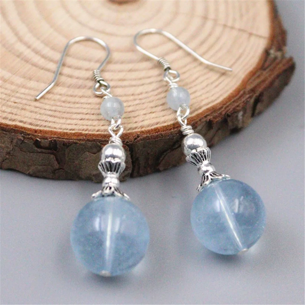 Vintage S925 Sterling Silver Earrings Drop Dangle Aquamarine Round Ball Earrings
Vintage S925 Sterling Silver Earrings Drop Dangle Aquamarine Round Ball Earrings