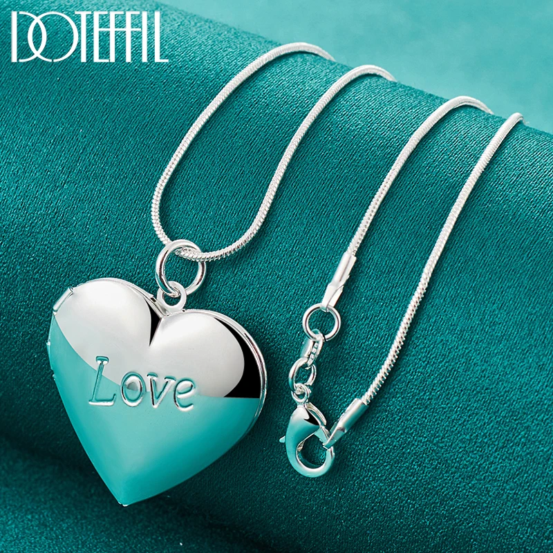 DOTEFFIL 925 Sterling Silver 16-30 Inch Snake Chain Love Photo Frame Necklace For Woman Man Fashion Wedding Party Charm Jewelry
DOTEFFIL 925 Sterling Silver 16-30 Inch Snake Chain Love Photo Frame Necklace For Woman Man Fashion Wedding Party Charm Jewelry