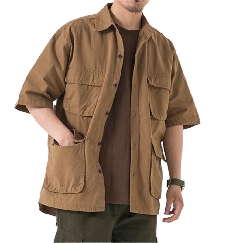 5-sleeve Large Size Tooling Shirt Men's Hong Kong Style Japanese Loose Multi Pocket Short Sleeve Shirt Lazy Style Summer Medium
5-sleeve Large Size Tooling Shirt Men's Hong Kong Style Japanese Loose Multi Pocket Short Sleeve Shirt Lazy Style Summer Medium