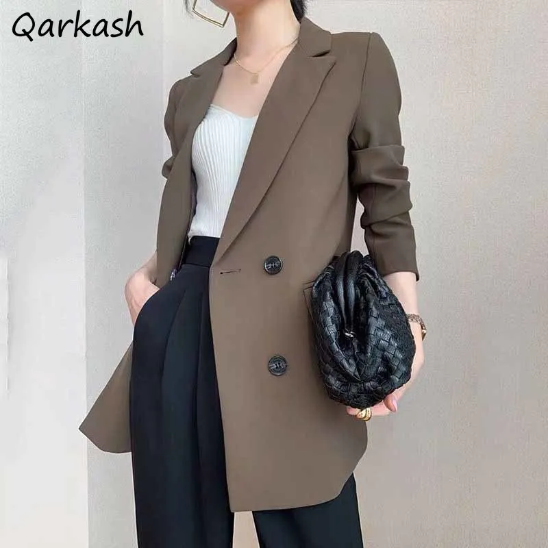 Blazers Women Spring Elegant Office Lady Minimalist Retro Double Breasted Temperament Femme Classic Popular Outwear Chic Soft
Blazers Women Spring Elegant Office Lady Minimalist Retro Double Breasted Temperament Femme Classic Popular Outwear Chic Soft