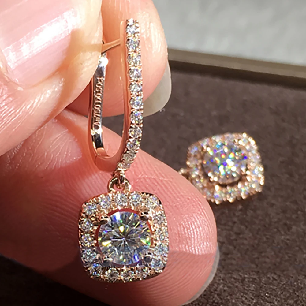 Custom Solid 14K Rose Gold Women Drop Clip Hoop Earrings Moissanite Diamonds Round Cushion Square Wedding Engagement Anniversary
Custom Solid 14K Rose Gold Women Drop Clip Hoop Earrings Moissanite Diamonds Round Cushion Square Wedding Engagement Anniversary