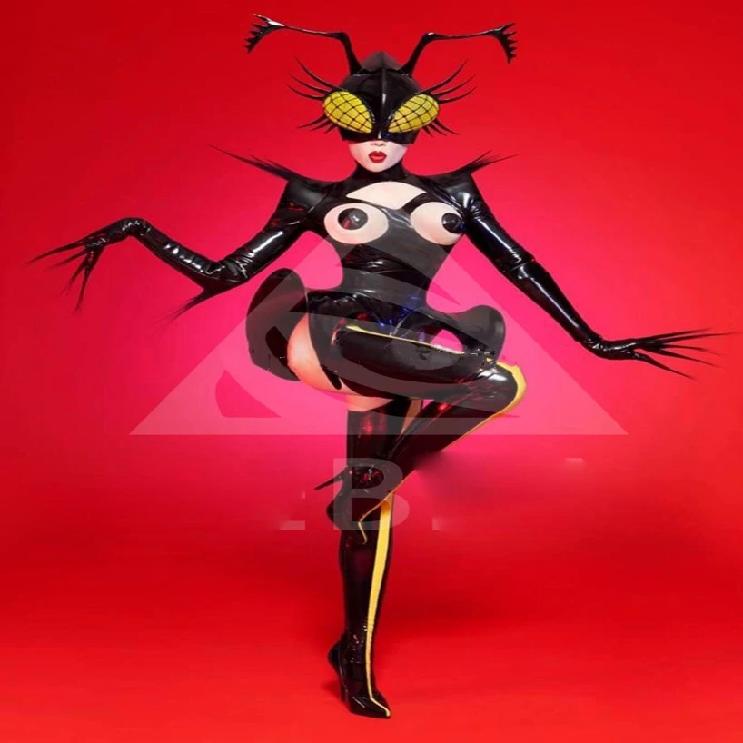 Black bee future clothes Party gogo nightclub new patent leather sexy insect cosplay costume
Black bee future clothes Party gogo nightclub new patent leather sexy insect cosplay costume