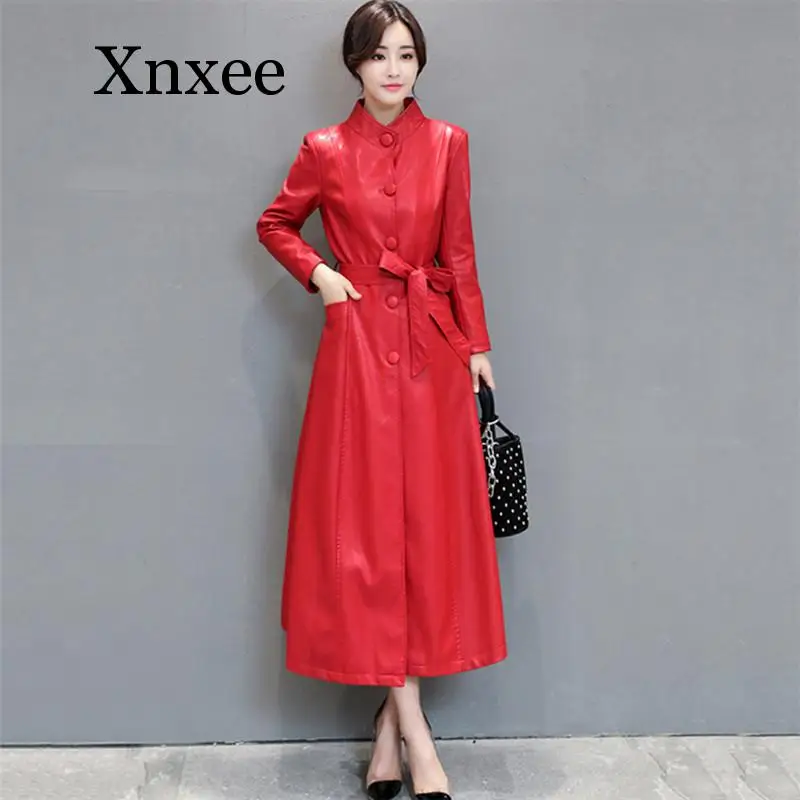 Red Belt Leather Jacket Coat Autumn Winter Korean Single-breasted Coat Ankle Length X-long Long Faux Leather Women
Red Belt Leather Jacket Coat Autumn Winter Korean Single-breasted Coat Ankle Length X-long Long Faux Leather Women