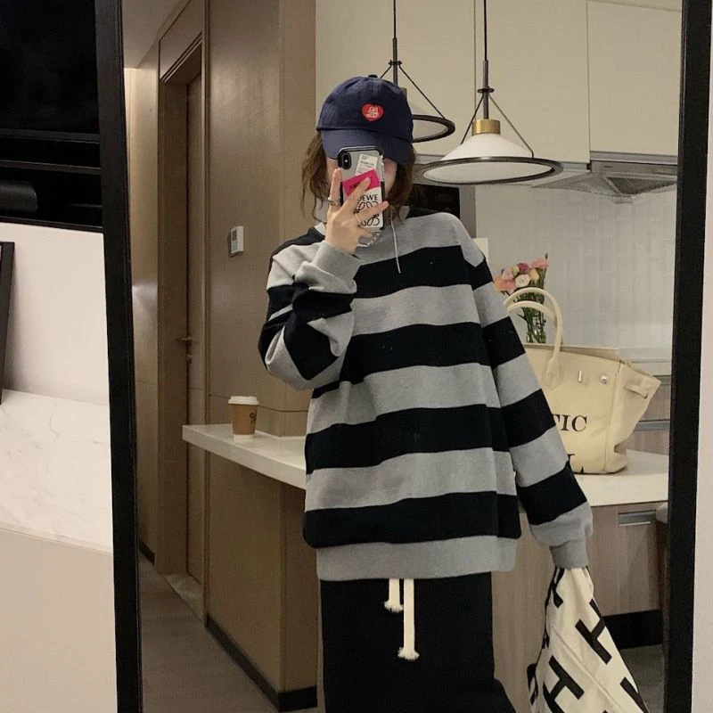 Hoodies Women Striped Print Sweatshirts 2022 Autumn Long Sleeve Hoodie Clothes O Neck Loose Pullovers Female Tops
Hoodies Women Striped Print Sweatshirts 2022 Autumn Long Sleeve Hoodie Clothes O Neck Loose Pullovers Female Tops