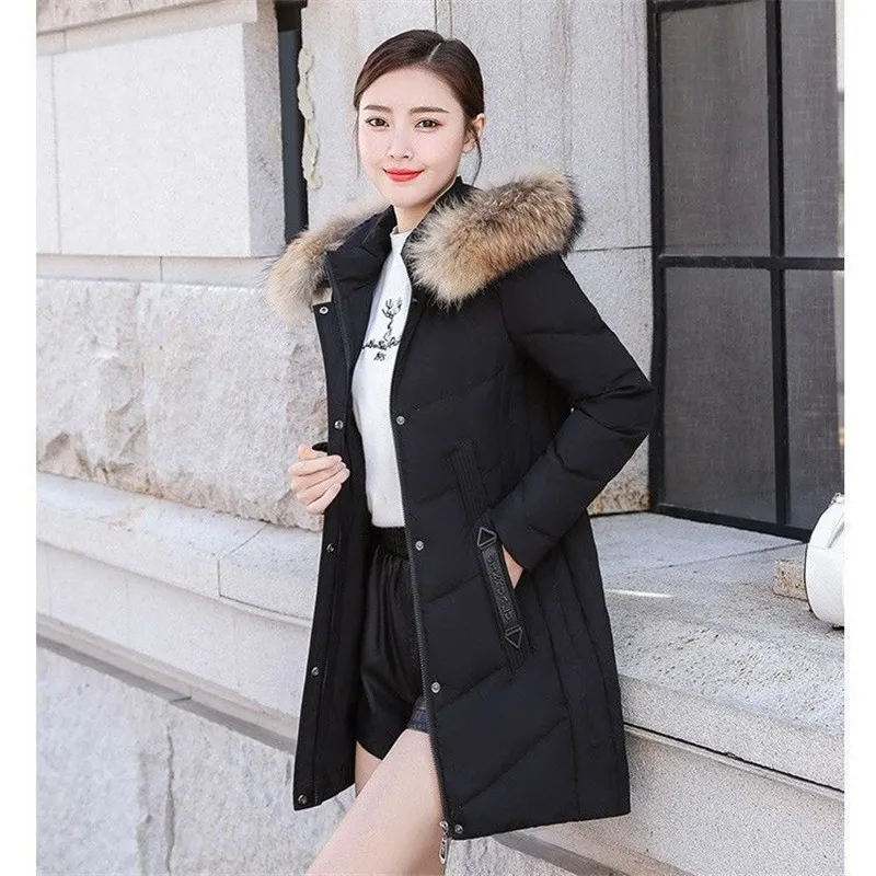 Nice Winter Down Jacket Women's Plus Size Thicken Parkas Warm Fur Collar Hooded Cotton Padded Coat Windproof Slim Female Outwear
Nice Winter Down Jacket Women's Plus Size Thicken Parkas Warm Fur Collar Hooded Cotton Padded Coat Windproof Slim Female Outwear
