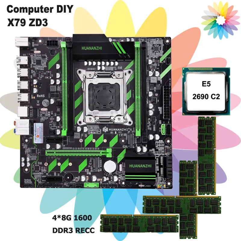 HUANANZHI X79-ZD3 LGA2011 motherboard CPU RAM combo dual M.2 SSD slots NVMe/NGFF CPU Xeon E5 2690 2.9GHz RAM 32G(4*8G) REG ECC
HUANANZHI X79-ZD3 LGA2011 motherboard CPU RAM combo dual M.2 SSD slots NVMe/NGFF CPU Xeon E5 2690 2.9GHz RAM 32G(4*8G) REG ECC