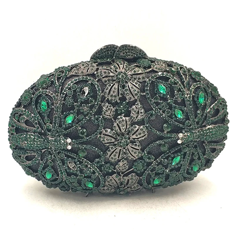 Oval-Shape Green/Purple Rhinestone Floral Purse Butterfly Pattern Evening Crystal Clutch Rhinestone Party Wedding Diamond Bag
Oval-Shape Green/Purple Rhinestone Floral Purse Butterfly Pattern Evening Crystal Clutch Rhinestone Party Wedding Diamond Bag