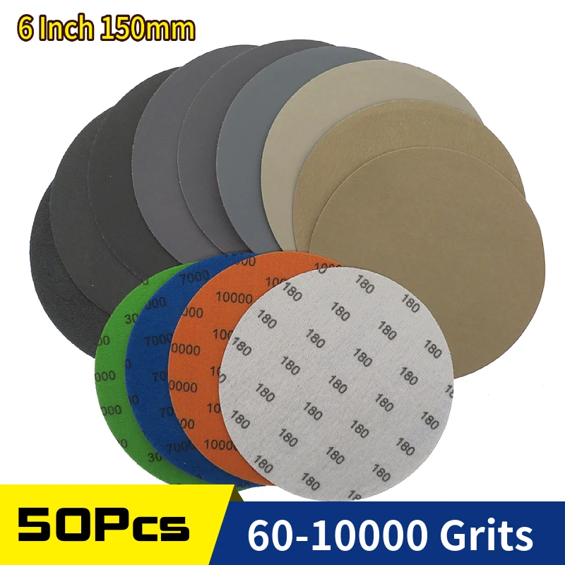 50pcs 6 Inch 150mm Waterproof Sanding Discs Hook & Loop Silicon Carbide Sandpaper Wet/Dry 60-10000 Grit for Polishing Grinding
50pcs 6 Inch 150mm Waterproof Sanding Discs Hook & Loop Silicon Carbide Sandpaper Wet/Dry 60-10000 Grit for Polishing Grinding