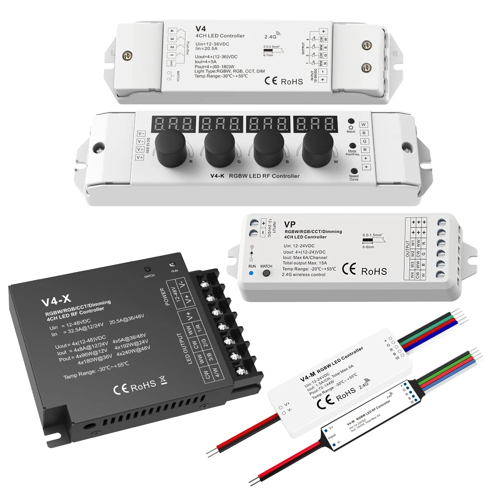 Светодиодный контроллер высокой мощности 4 канала RGBW RGB для светодиодных лент SMD COB диммер 2,4G RF беспроводной 12V 24V 36V 5A 15A
Светодиодный контроллер высокой мощности 4 канала RGBW RGB для светодиодных лент SMD COB диммер 2,4G RF беспроводной 12V 24V 36V 5A 15A