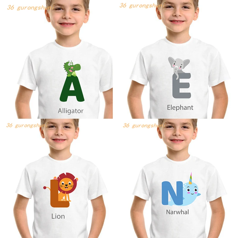 Animal Cartoon Kids T Shirt for Boys Girls Clothes Kid Tshirt Kawaii Girl Letter A E J P M Graphic Tee Children Clothing T-shirt
Animal Cartoon Kids T Shirt for Boys Girls Clothes Kid Tshirt Kawaii Girl Letter A E J P M Graphic Tee Children Clothing T-shirt