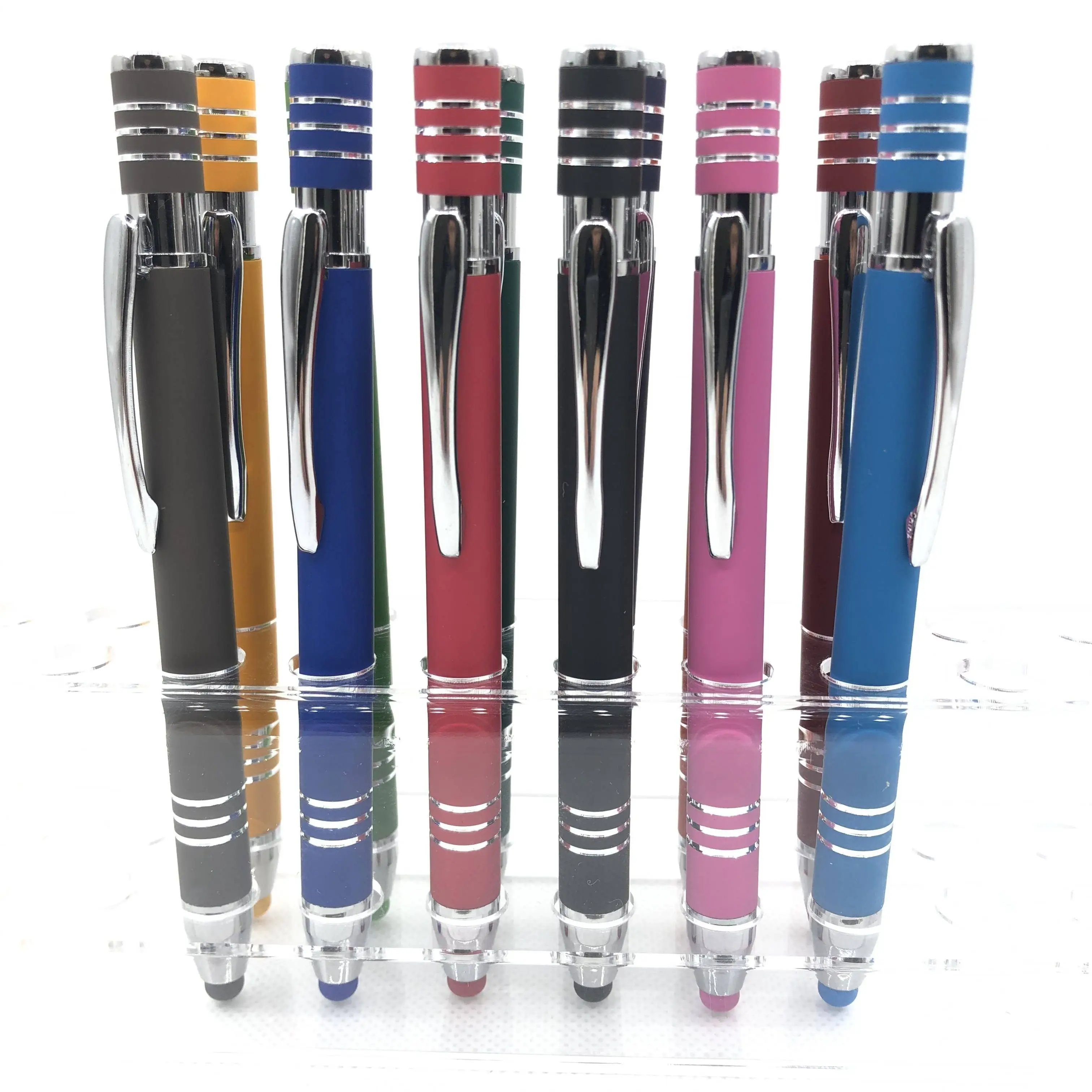 Hot sales manufacture directly metal ball pen with stylus rubber coasted brand company logo name
Hot sales manufacture directly metal ball pen with stylus rubber coasted brand company logo name