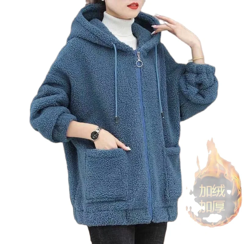 Thickened imitation lamb plush women winter Korean version of loose zipper wild grain fleece jacket tide
Thickened imitation lamb plush women winter Korean version of loose zipper wild grain fleece jacket tide