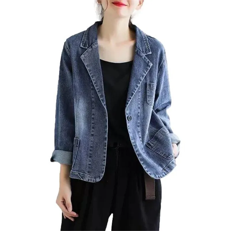 Idopy Womens Office Ladies 1 Button Vintage Loose Fit Washed Korean Work Denim Jean Business Suit Blazer Jacket Coat
Idopy Womens Office Ladies 1 Button Vintage Loose Fit Washed Korean Work Denim Jean Business Suit Blazer Jacket Coat