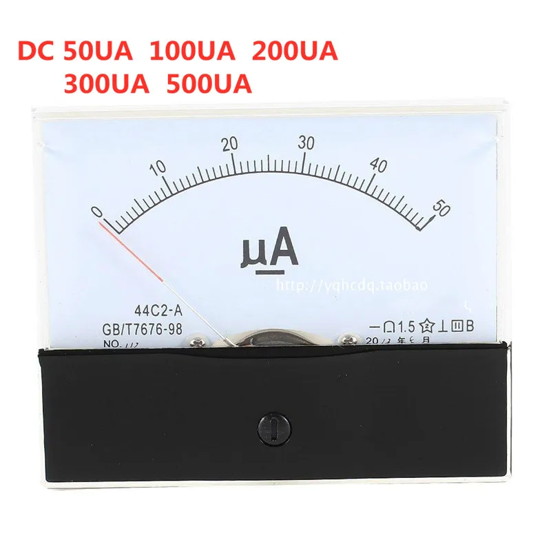 Аналоговый амперметр DC 50UA 100UA 200UA 300UA 500UA, панельный амперметр, измеритель тока 44C2
Аналоговый амперметр DC 50UA 100UA 200UA 300UA 500UA, панельный амперметр, измеритель тока 44C2