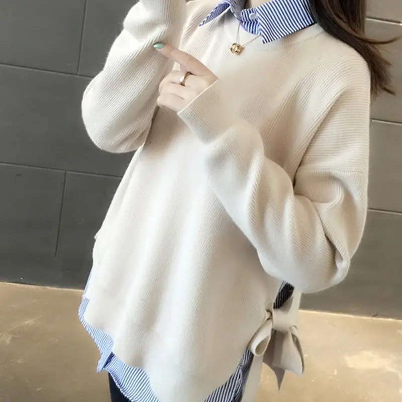 2025 New Autumn Loose Bottoming Sweater Two-piece Fashion Sweater Women's Striped Sweater Round Neck Solid Color Sweater Suit
2025 New Autumn Loose Bottoming Sweater Two-piece Fashion Sweater Women's Striped Sweater Round Neck Solid Color Sweater Suit