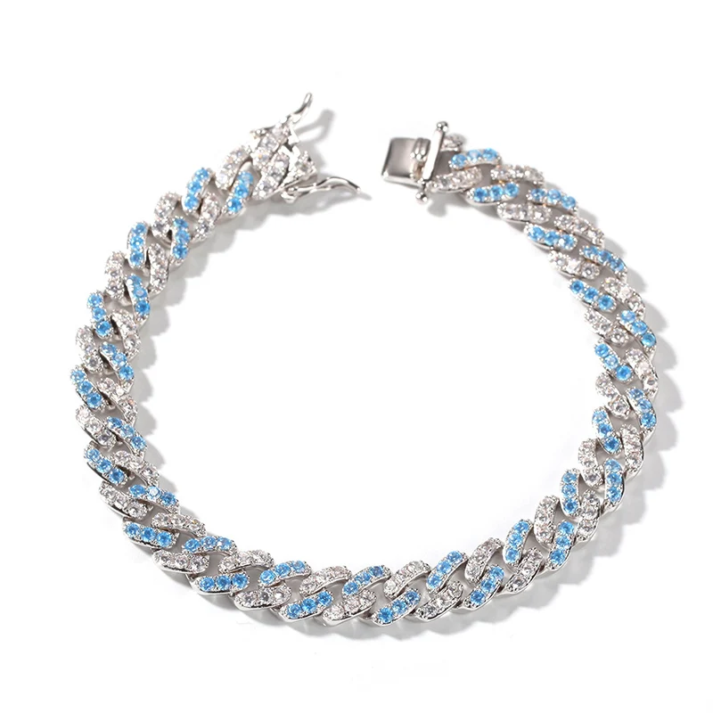Blue white AAA+ Cubic Zirconia Paved Bling Iced Out Cuban Curb Miami Link Chain Bracelets For Men Hip Hop CZ Rapper Jewelry
Blue white AAA+ Cubic Zirconia Paved Bling Iced Out Cuban Curb Miami Link Chain Bracelets For Men Hip Hop CZ Rapper Jewelry