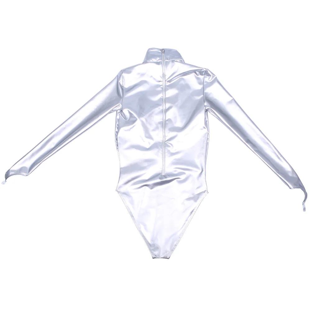 Women Lady Customized Sexy Silver Long Sleeved Leotard Body Shaping Corset Performance Faux Leather Stylish
Women Lady Customized Sexy Silver Long Sleeved Leotard Body Shaping Corset Performance Faux Leather Stylish
