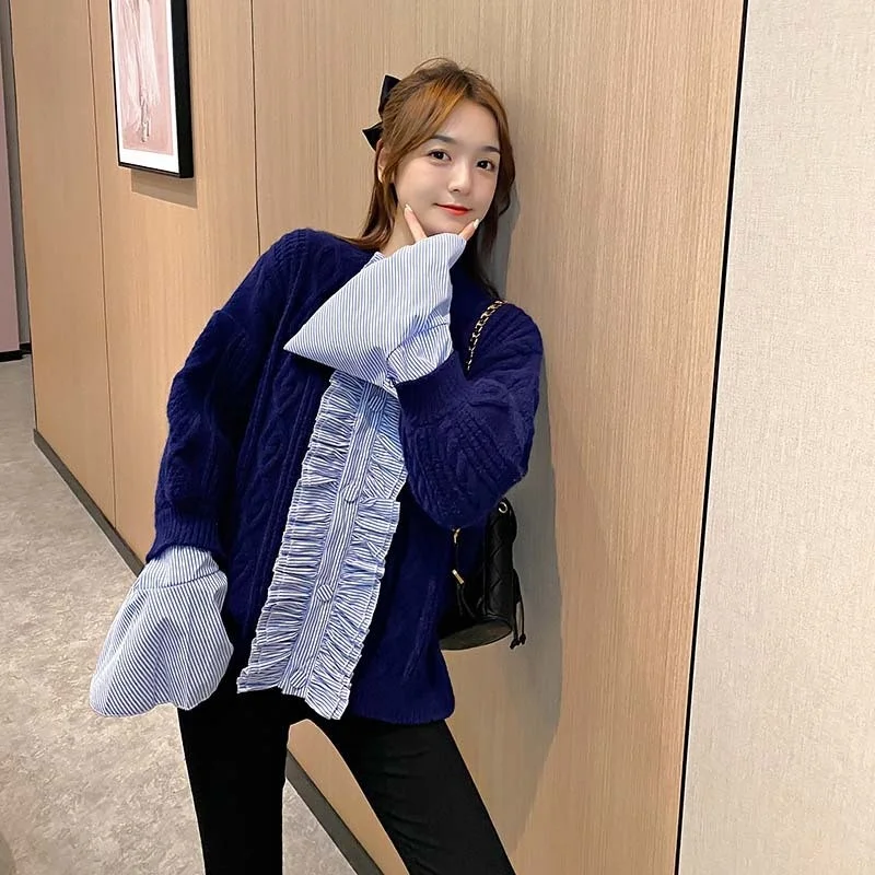 Casual Women Loose Fit Ruffles Patchwork Knitted Cardigan Single Breasted Flare Sleeve Jacquard Sweater Coat Oversized Cardigans
Casual Women Loose Fit Ruffles Patchwork Knitted Cardigan Single Breasted Flare Sleeve Jacquard Sweater Coat Oversized Cardigans