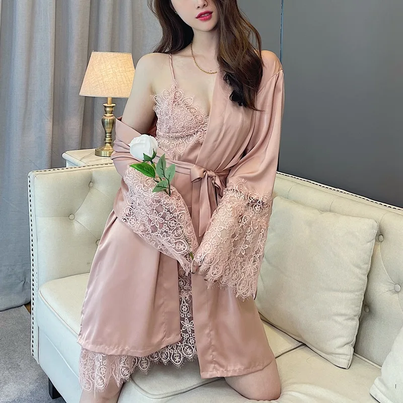 M-XL Women Lace Floral Satin 2PCS Robe Gown Set Loose Full Sleeve Kimono Bathrobe&Nightdress Bride Dressing Gown Satin Home Wear
M-XL Women Lace Floral Satin 2PCS Robe Gown Set Loose Full Sleeve Kimono Bathrobe&Nightdress Bride Dressing Gown Satin Home Wear