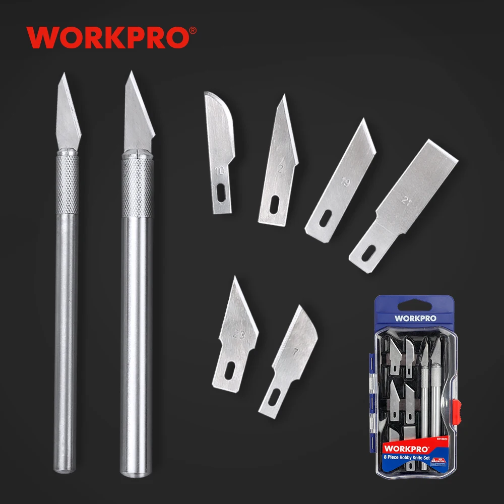 WORKPRO 8PCS Engraving Craft knives Carving knife Hobby Knife Set Portable Art pen Knife Set for DIY Repair Wood Paper Cutter
WORKPRO 8PCS Engraving Craft knives Carving knife Hobby Knife Set Portable Art pen Knife Set for DIY Repair Wood Paper Cutter