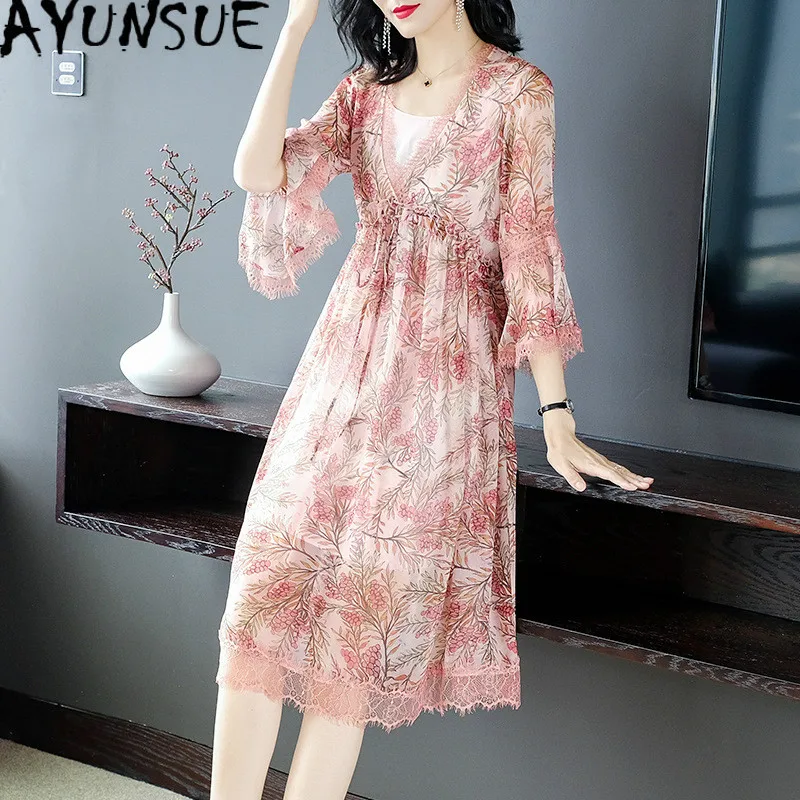 Summer Dress Women Real Silk Party Dress Elegant Midi Dress Women Clothes Ladies Floral Lace Dresses Robe Femme 68958 YY2982
Summer Dress Women Real Silk Party Dress Elegant Midi Dress Women Clothes Ladies Floral Lace Dresses Robe Femme 68958 YY2982