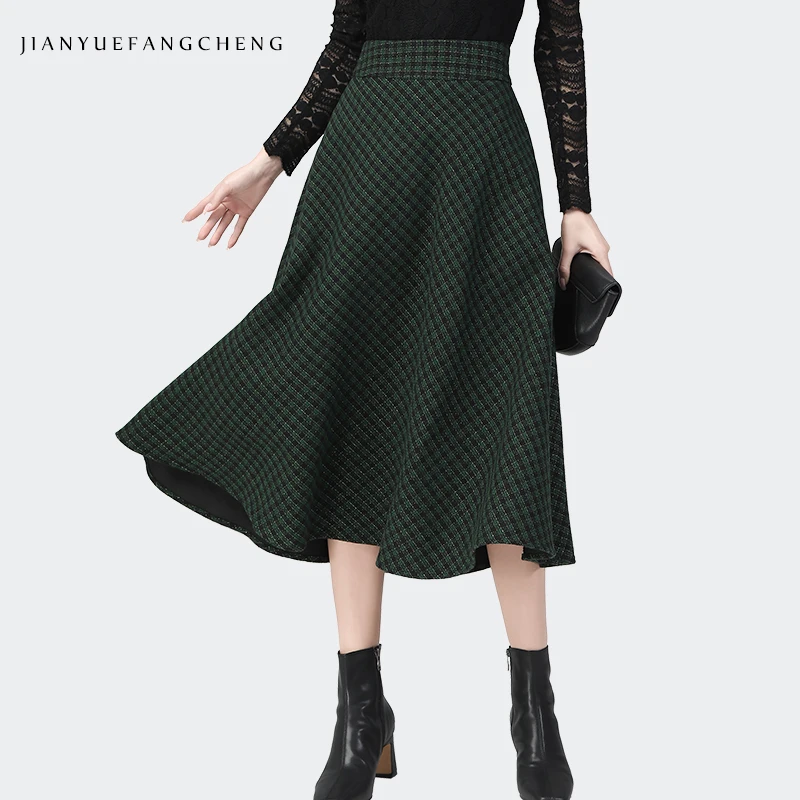 Fashion Bright Silk Green Plaid Woolen Skirt Womens Autumn Winter New Mid-Length High Waist Thicken A-Line Skirts Casual Bottoms
Fashion Bright Silk Green Plaid Woolen Skirt Womens Autumn Winter New Mid-Length High Waist Thicken A-Line Skirts Casual Bottoms