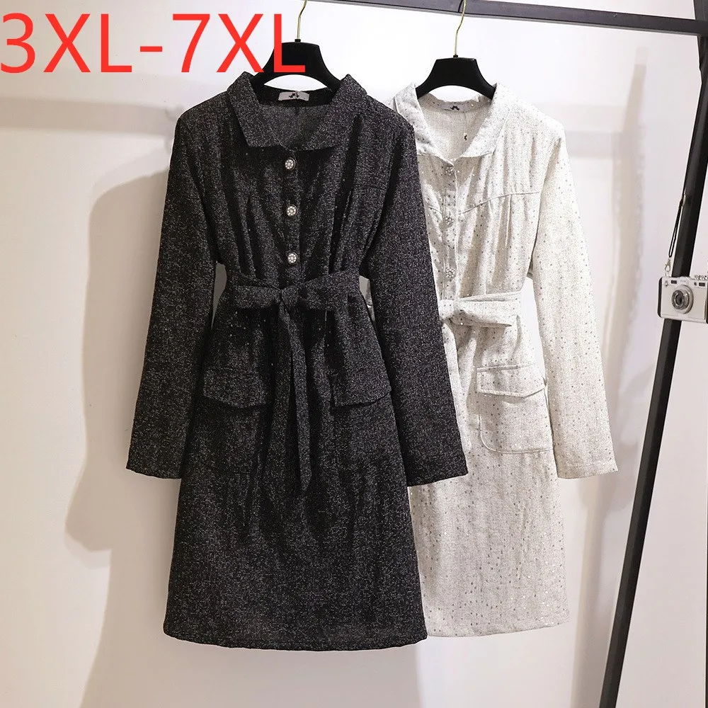 New 2021 ladies autumn winter plus size shirt dress for women large long sleeve loose button gray belt dress 3XL 4XL 5XL 6XL 7XL
New 2021 ladies autumn winter plus size shirt dress for women large long sleeve loose button gray belt dress 3XL 4XL 5XL 6XL 7XL