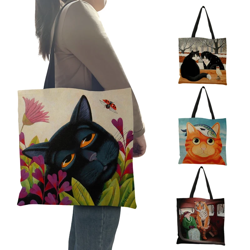 Tote Handbags Women 2021 Orange Black Cat Art Oil Painting Print Eco Reusable Shopping Bag Ladies Shoulder Bags Beach Bag
Tote Handbags Women 2021 Orange Black Cat Art Oil Painting Print Eco Reusable Shopping Bag Ladies Shoulder Bags Beach Bag