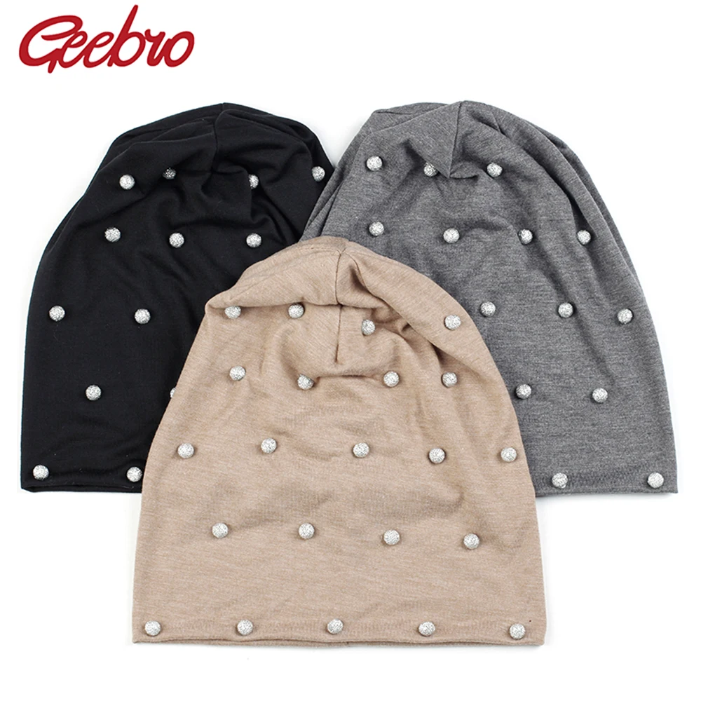 Geebro Women Spring Autumn Warm Soft Beanies Cotton Solid Color Fashion Skullies Hats With Silver Beads Accessories Caps Bonnet
Geebro Women Spring Autumn Warm Soft Beanies Cotton Solid Color Fashion Skullies Hats With Silver Beads Accessories Caps Bonnet