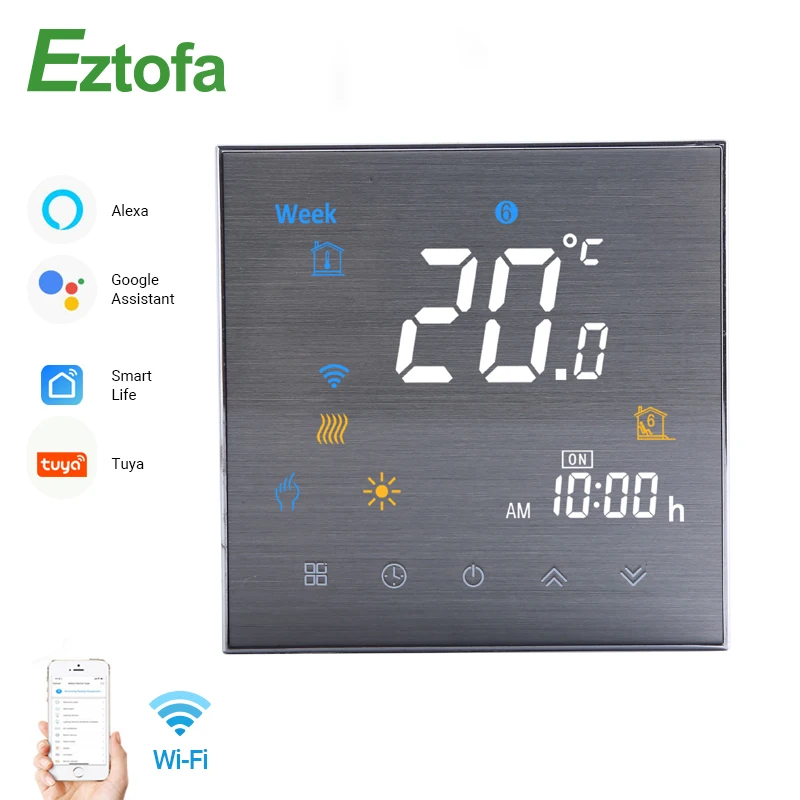 WiFi Smart Thermostat Temperature Controller For Water/Electric Floor Heating Water/Gas Boiler Works With Alexa Google Home
WiFi Smart Thermostat Temperature Controller For Water/Electric Floor Heating Water/Gas Boiler Works With Alexa Google Home