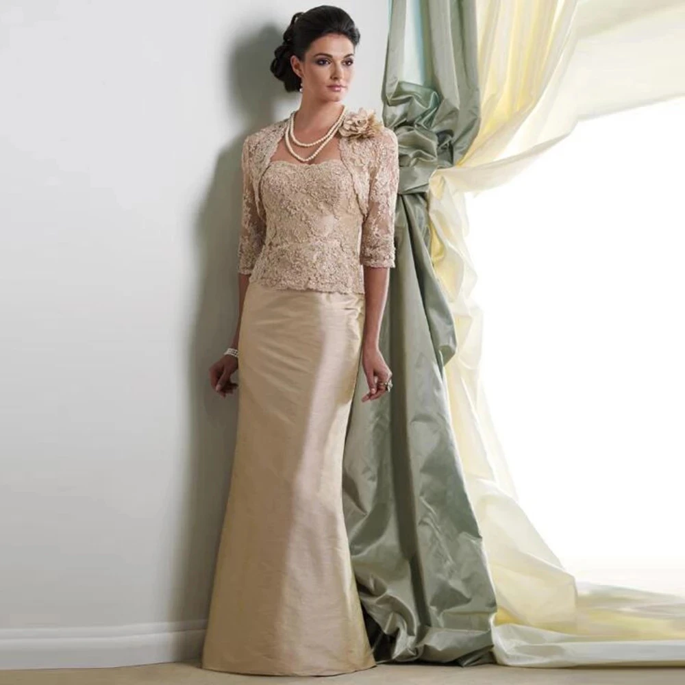 Champagne Mother Of The Bride Dresses Sheath Strapless Appliques Lace With Jacket Long Elegant Groom Mother Dresses Wedding
Champagne Mother Of The Bride Dresses Sheath Strapless Appliques Lace With Jacket Long Elegant Groom Mother Dresses Wedding