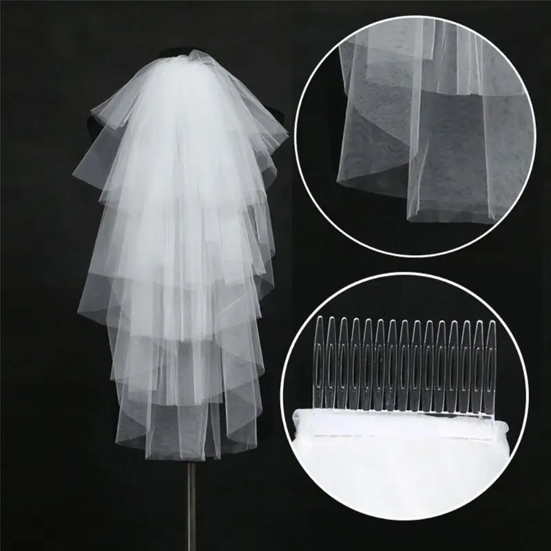 Tulle Wedding Dress Veils White Multi Layer Bridal Comb Bride Fairy Marriage Accessory
Tulle Wedding Dress Veils White Multi Layer Bridal Comb Bride Fairy Marriage Accessory