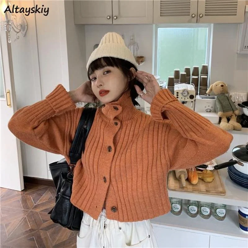 Cardigan Women Turtleneck Korean Style Casual Sweet Slim Cropped Solid Simple Sweater Cute Classy College Warm Aesthetic 90's
Cardigan Women Turtleneck Korean Style Casual Sweet Slim Cropped Solid Simple Sweater Cute Classy College Warm Aesthetic 90's