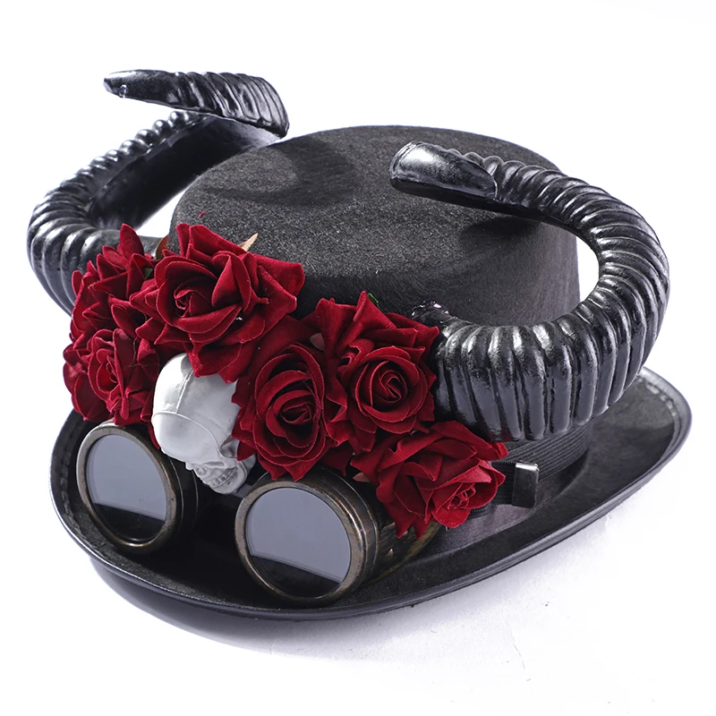 Steampunk Hat With Detachable Goggles Black Polyester Vintage Top Hat Horns Halloween Gothic Hat Skull For Cosplay Party
Steampunk Hat With Detachable Goggles Black Polyester Vintage Top Hat Horns Halloween Gothic Hat Skull For Cosplay Party