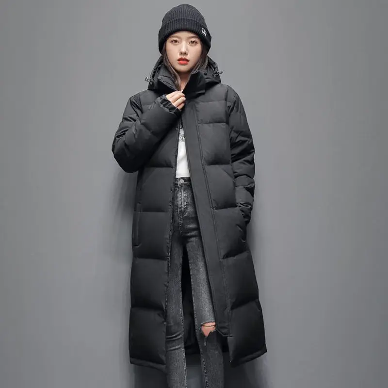 Модный зимний мужской и женский пуховик, новая одежда, однотонная теплая теплая куртка выше колена для пар, белый утиный пух2025 
Модный зимний мужской и женский пуховик, новая одежда, однотонная теплая теплая куртка выше колена для пар, белый утиный пух2025