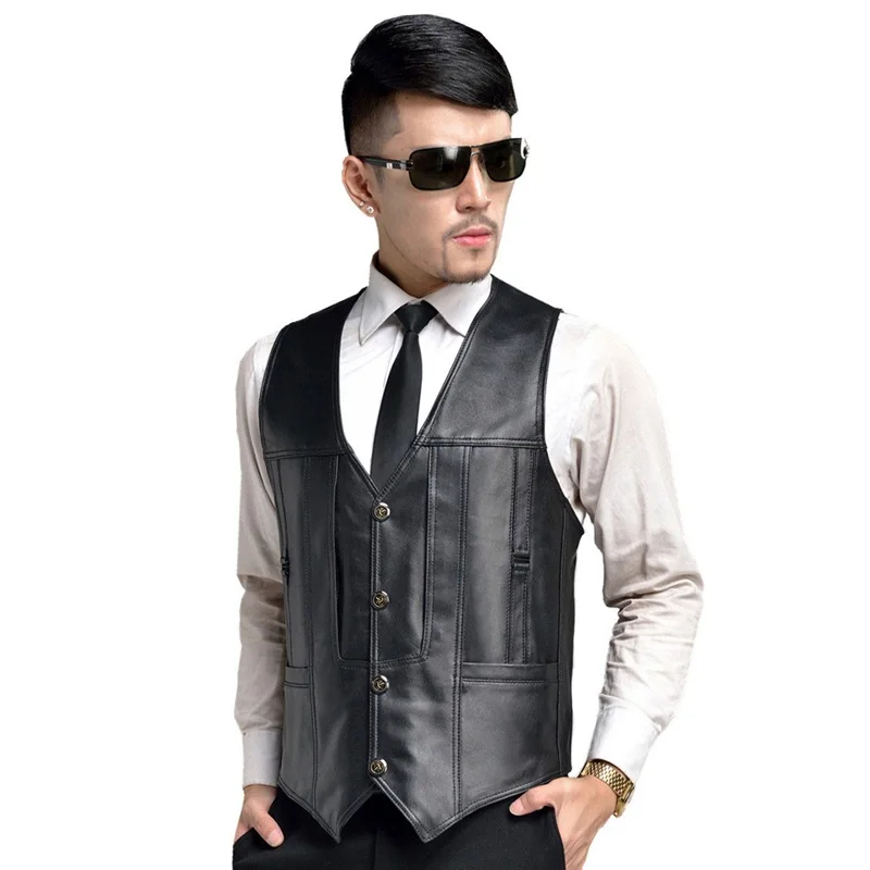 Harppihop Men genuine sheepskin leather vest spring and summer vest fur male genuine leather plus size 5XL 6XL free shipping
Harppihop Men genuine sheepskin leather vest spring and summer vest fur male genuine leather plus size 5XL 6XL free shipping