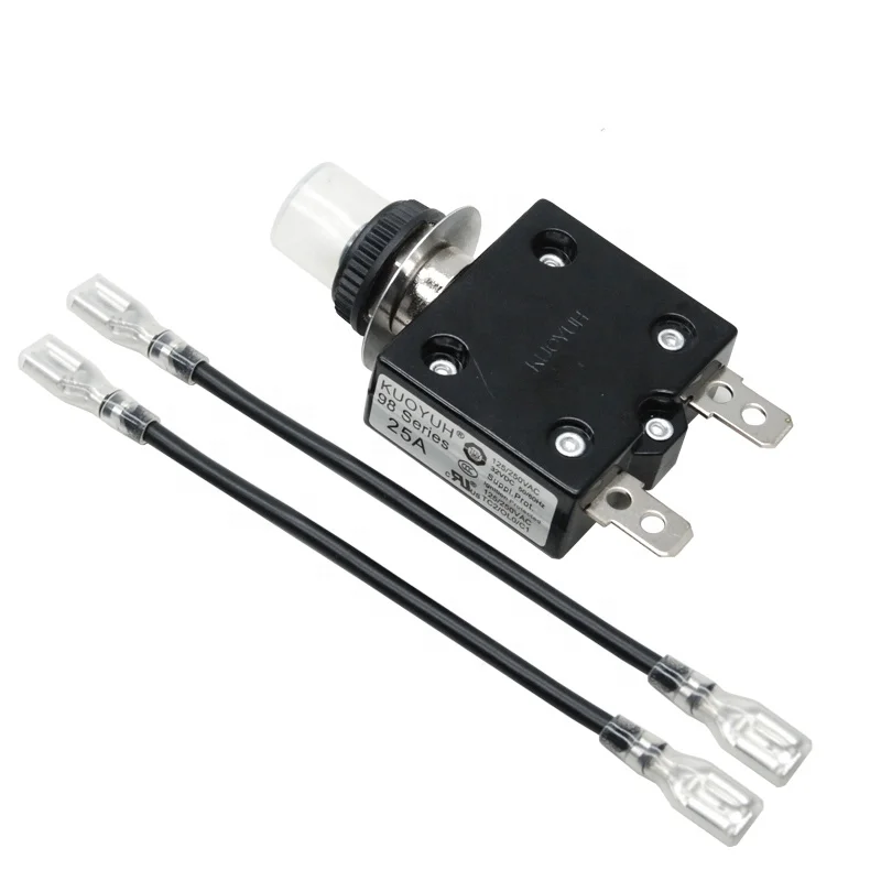 Kuoyuh 98 Sereis 25A Thermal Overload Protector Push Button Switch 14AWG 6.3terminal with Screw Terminal Circuit Breakers
Kuoyuh 98 Sereis 25A Thermal Overload Protector Push Button Switch 14AWG 6.3terminal with Screw Terminal Circuit Breakers