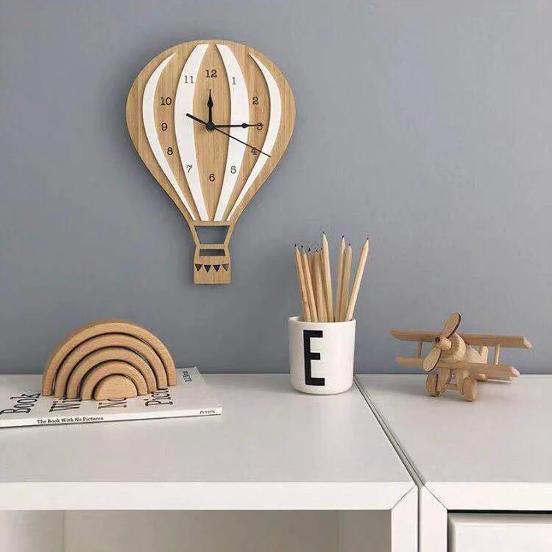 Hot Air Balloon Wooden Wall Clock Non-Ticking Silent Decorative Indoor Cartoon Clock Children Boy Bedroom Nursery Living Room
Hot Air Balloon Wooden Wall Clock Non-Ticking Silent Decorative Indoor Cartoon Clock Children Boy Bedroom Nursery Living Room
