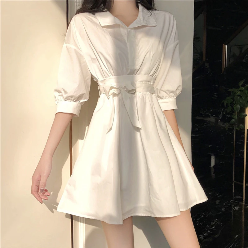 Korean Fashion Casual Summer Women's Dress 2021 Kawaii Harajuku Sexy White Vintage Fairycore Mini Shirt Dress Aesthetic Clothes
Korean Fashion Casual Summer Women's Dress 2021 Kawaii Harajuku Sexy White Vintage Fairycore Mini Shirt Dress Aesthetic Clothes