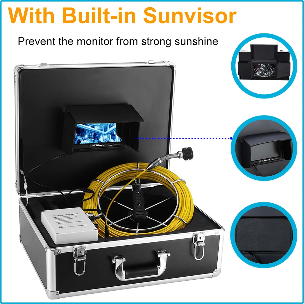 7"TFT LCD 20m Cable 23mm Pipe Camera Industrial Endoscope Sewer Pipeline Drain Inspection System Camera Viewing Angle 120degrees
7"TFT LCD 20m Cable 23mm Pipe Camera Industrial Endoscope Sewer Pipeline Drain Inspection System Camera Viewing Angle 120degrees