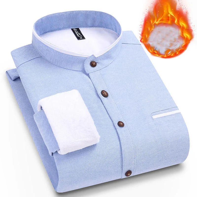 Winter Men Dress Shirt Plus Velvet Business Stand Collar Men's Long Sleeve Slim Fit Shirts Fashion Warm Formal Clothes MY631
Winter Men Dress Shirt Plus Velvet Business Stand Collar Men's Long Sleeve Slim Fit Shirts Fashion Warm Formal Clothes MY631