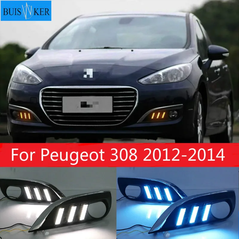 1 Pair Car styling LED driving DRL with Daytime Running Light yellow turn signal Fog Head Lamp for Peugeot 308 2012-2014
1 Pair Car styling LED driving DRL with Daytime Running Light yellow turn signal Fog Head Lamp for Peugeot 308 2012-2014