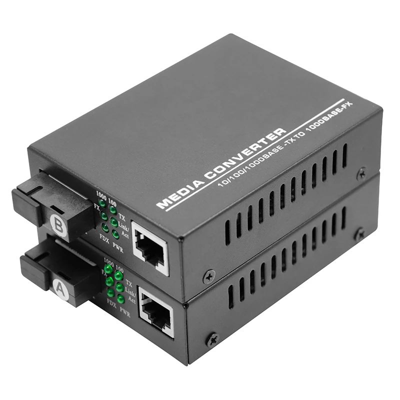 Single mode 20KM fiber optical media converter 10/100/1000 Base-TX with SC connector
Single mode 20KM fiber optical media converter 10/100/1000 Base-TX with SC connector