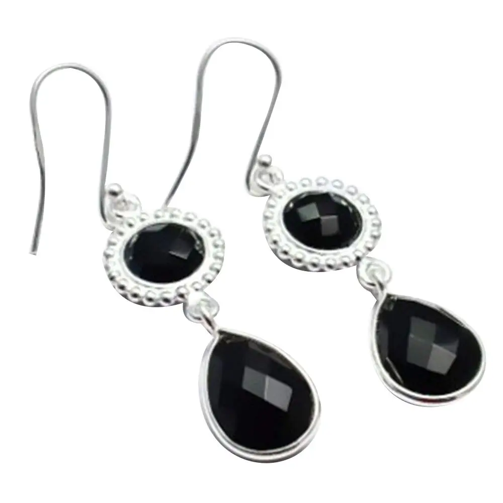 Genuine Black Cut Stone 925 Sterling Silver Earrings,50 mm, 2SE0247
Genuine Black Cut Stone 925 Sterling Silver Earrings,50 mm, 2SE0247