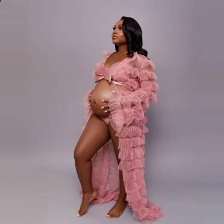 New In Designer Tiered Maternity Robes For Photo Shoot Long Sleeves Satin Bow Waistband Long Sheer Pleated Dresses
New In Designer Tiered Maternity Robes For Photo Shoot Long Sleeves Satin Bow Waistband Long Sheer Pleated Dresses