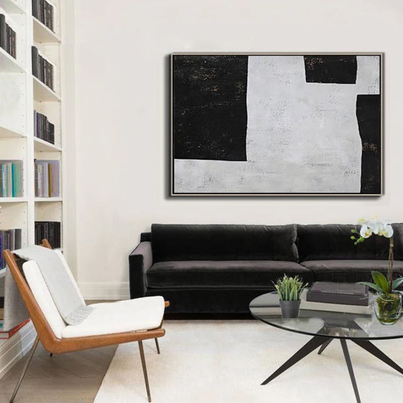 Geometric Art Canvas Painting, Large Horizontal Canvas Art, Black and white Minimalist Modern Art
Geometric Art Canvas Painting, Large Horizontal Canvas Art, Black and white Minimalist Modern Art