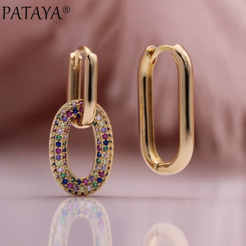 Женские длинные серьги PATAYA из розового золота 585 пробы, Роскошные Разноцветные серьги-кольца с натуральным цирконием, блестящие ювелирные украшения
Женские длинные серьги PATAYA из розового золота 585 пробы, Роскошные Разноцветные серьги-кольца с натуральным цирконием, блестящие ювелирные украшения