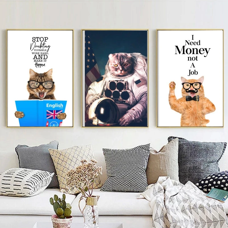 Nordic Style Canvas Pictures Wall Art Funny Cat Animal Letters Modular Painting Modern Home Decoration Print Poster for Room
Nordic Style Canvas Pictures Wall Art Funny Cat Animal Letters Modular Painting Modern Home Decoration Print Poster for Room