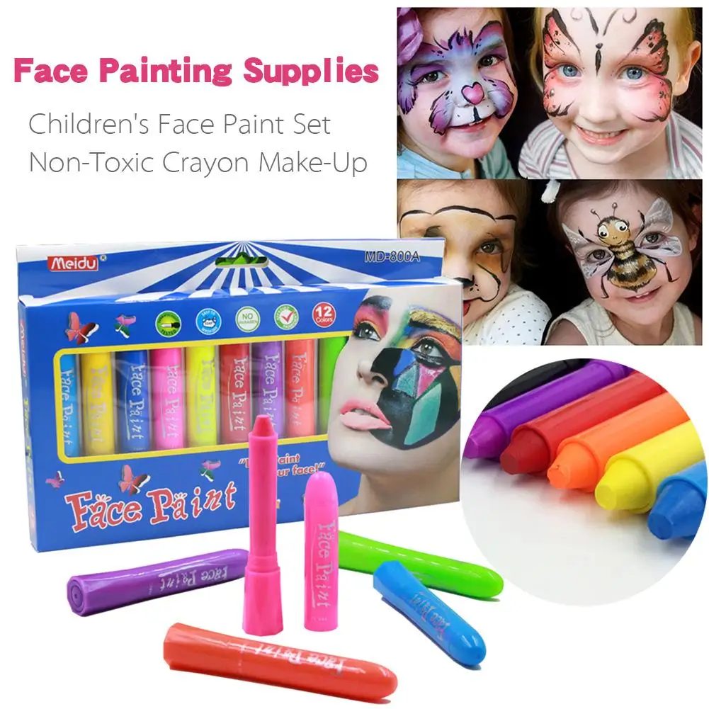 12 Color Children's Face Paint Set Non-Toxic Crayon Make-Up Supplies For Parties Halloween Carnival Fancy Dress
12 Color Children's Face Paint Set Non-Toxic Crayon Make-Up Supplies For Parties Halloween Carnival Fancy Dress