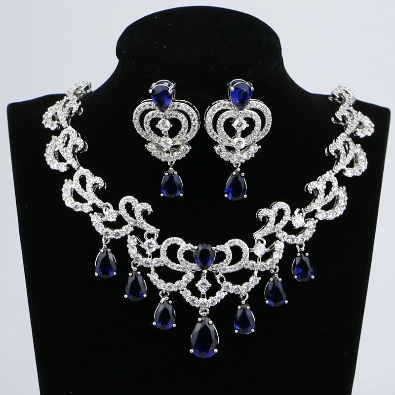 Water Drop Blue Cubic Zirconia White CZ 925 Silver Jewelry Set Christmas Gift For Women Wedding Necklace/Earrings
Water Drop Blue Cubic Zirconia White CZ 925 Silver Jewelry Set Christmas Gift For Women Wedding Necklace/Earrings